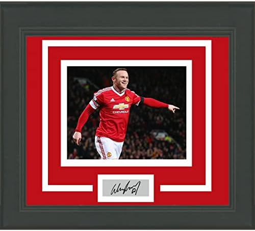 Çerçeveli Wayne Rooney Faks Lazer Kazınmış İmza Otomatik Manchester United 15x16 Futbol Futbol Fotoğraf