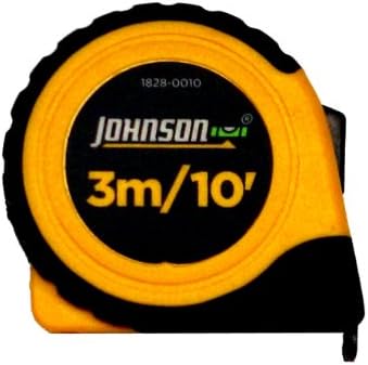 Johnson Level & Tool 1828-0010 Metrik / İnç Güç Bandı, 3m / 10', Siyah / Sarı, 1 Bant