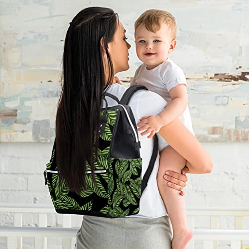 Yeşil Yapraklar bez bebek bezi çantaları Mumya Sırt Çantası Büyük Kapasiteli Bez Torba Hemşirelik Seyahat Çantası Bebek Bakımı