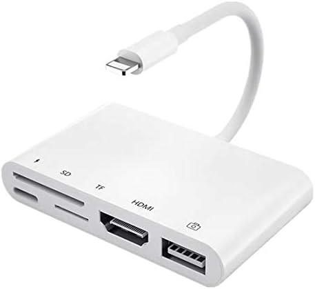 Yıldırım HDMI Adaptörü Apple MFi Sertifikalı Kamera Adaptörü 5 in 1 USB OTG Adaptörü 1080 P Dijital AV + Kamera Bellek Okuyucu,