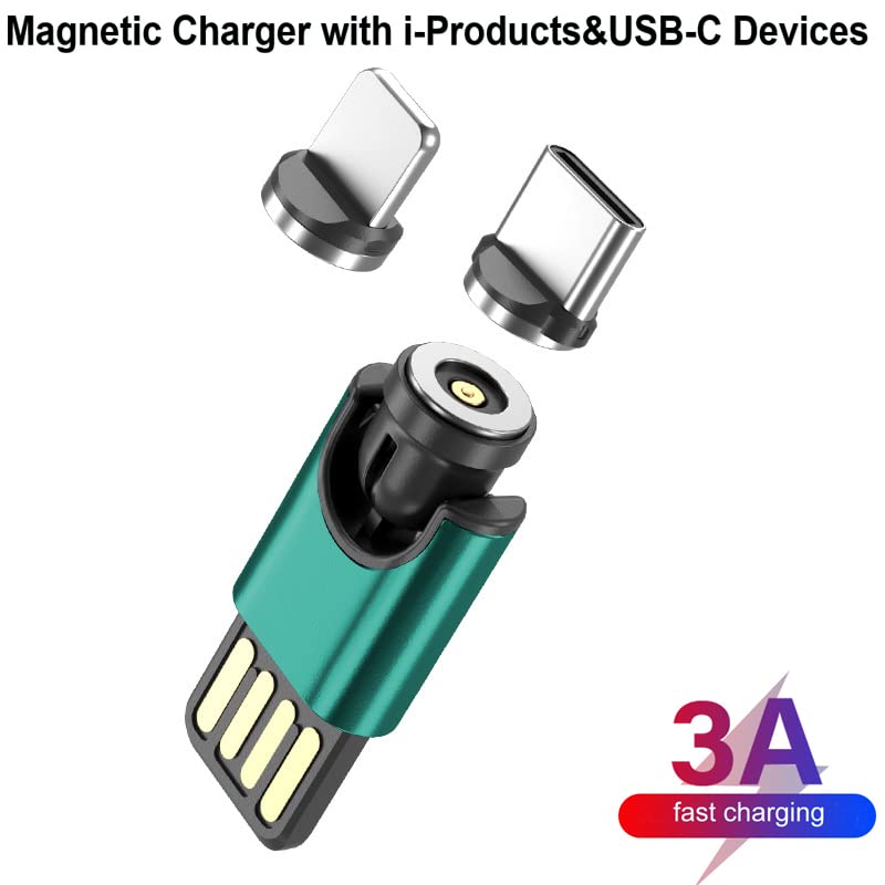 USB A Erkek Tip-C Erkek / Aydınlatma Adaptörü.Kısa 540 Derece Dönen Manyetik Şarj Kablosu (2 Paket/4 uç) veya Tip C ve ı