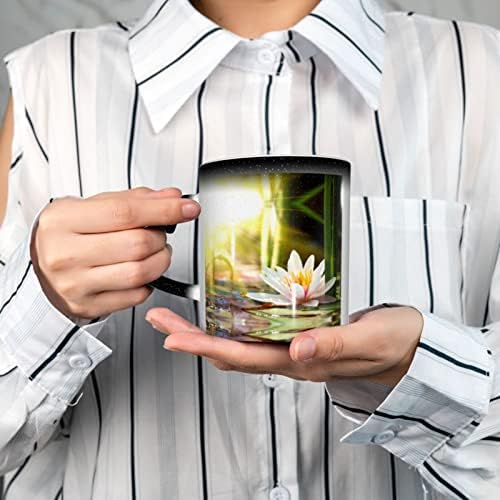 MOLİAE Lotus Çiçeği baskılı Kupalar ısıya Duyarlı Renk Değiştiren Seramik Kahve Kupa, Süt çay bardağı, Tatil doğum günü hediyesi
