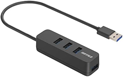 Buffalo BSH4U325U3BK USB - A 3.2 Gen1 Veri Yolu Gücü 4 Bağlantı Noktalı Hub, Siyah, Üst Fiş Modeli, Manyetik, Windows ve