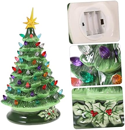 Yardwe Seramik Noel Ağacı Masaüstü Dekoru Doğuş Süsleri Doğuş Dekoru Seramik Noel Ağacı Işıklı Huş Ağacı Porselen Gece Lambası