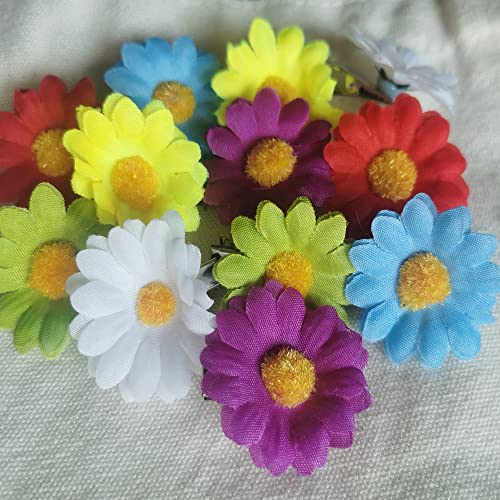 12 adet Bayan Tatlı Çok renkli Papatya Saç Klipleri Mini Güneş Çiçek Tokalar Nedime Düğün saç aksesuarı