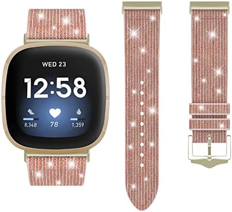 Vanet Bling Band Fitbit ile uyumlu Versa3 / Sense, Kadın Silikon Glitter Kayış Değiştirme Aksesuarları