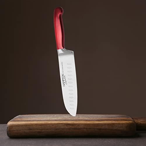 Hampton Forge Kırmızı Rorik 7 Santoku Bıçak / Şeffaf Bıçak Muhafazası, 0,65 LB