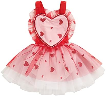 Yenidoğan Bebek Bebek Kız sevgililer Günü Romper Elbise Tül Tutu Etek Aşk Kalp Kolsuz Toddler Doğum Günü Kıyafeti
