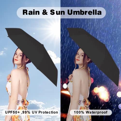 Kılıflı Çanta için ESUFEIR Mini Seyahat Güneş Şemsiyesi, Güneş ve Yağmur için Küçük Kompakt UV Şemsiyesi,Hafif ve Taşınabilir,