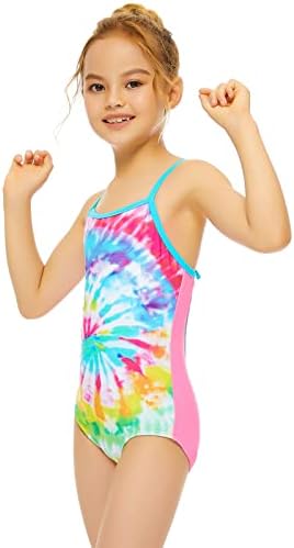 Kızlar Mayo Renk Baskılı Backless Omuz Mayo Tek Parça Mayo Spor Seti Mayo Kızlar için 6-14Years