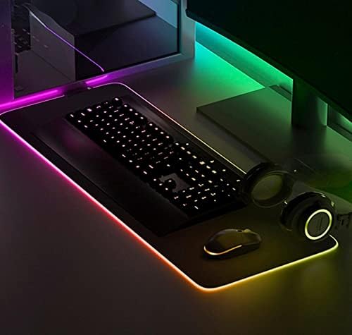 Büyütülmüş ve kalınlaşmış renkli ışık Mouse Pad ile solunum ışık oyun klavye pedi masa pedi Mouse Pad 31. 5X11. 8 inç