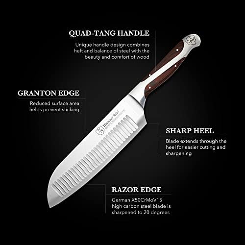 Çekiç Stahl 4.5 İnç Japon Tarzı Santoku Bıçak Yüksek Karbonlu Paslanmaz Çelik Mutfak Bıçağı | Ergonomik Saplı ve Hediye Kutulu