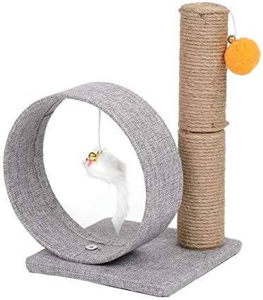 YCSM YCSM13英寸猫树塔，带亚麻圆环，玩具，浅灰尘