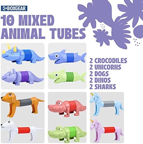 Boxgear 10'lu Pop Tüpler Karışık Hayvan Fidget Oyuncakları-Bebekler için Duyusal Tüpler-Kızlar ve Erkekler için Sevimli Hayvan