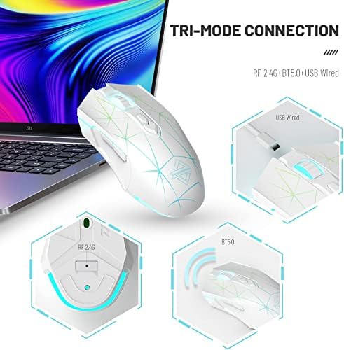 AJ52PRO Kablolu Kablosuz Bluetooth Gaming Mouse RGB LED Aydınlatmalı Ayarlanabilir 10000 DPI Ergonomik 7 Programlanabilir
