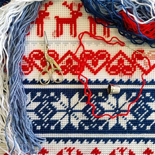 Brvsk Noel Geyiği Deseni. Nakış Seti. Yastığı 16×16 inç atın. Baskılı Goblen Tuval, Avrupa Kalite