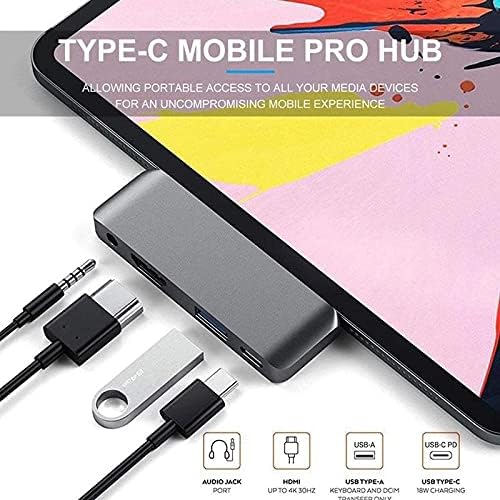WYFDP USB Tip-C Mobil Pro Hub Adaptörü ile USB-C PD Şarj USB 3.0 ve 3.5 mm Kulaklık Jakı Tablet Hub (Renk: A)