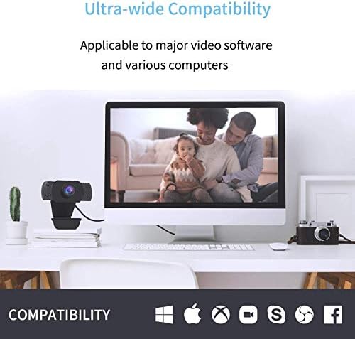 Masaüstü Bilgisayar, Dizüstü bilgisayar ve TV ile uyumlu Çift mikrofonlu ve otomatik ışık düzeltmeli Wansview 1080P HD USB