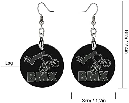 BMX Bisiklet ahşap küpeler Yuvarlak Kolye Dangle Kulak Kancası Takı Kadınlar için