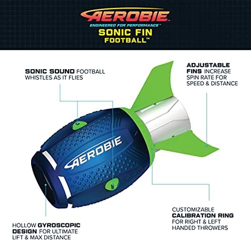 Aerobie Sonic Fin Futbol, Aerodinamik Russel Wilson Köpük Futbol Oyuncak, 8 Yaş ve Üstü Çocuklar ve Yetişkinler için Açık