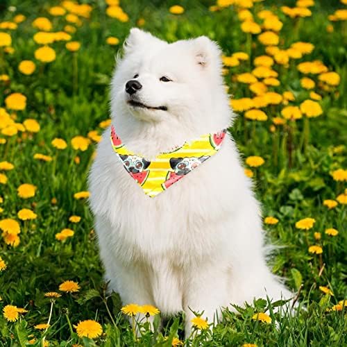 2 Paket Köpek Bandana Pug Köpek Gözlük Karpuz Sarı Şerit Baskı Pet Eşarp Ayarlanabilir Üçgen Önlükler Fular Köpek Aksesuarları