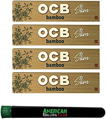 OCB Bambu Sigara Haddeleme Kağıtları ~ King Size Slim ~ 4 Paket ~ Amerikan Haddeleme Kulübü Tüpü içerir