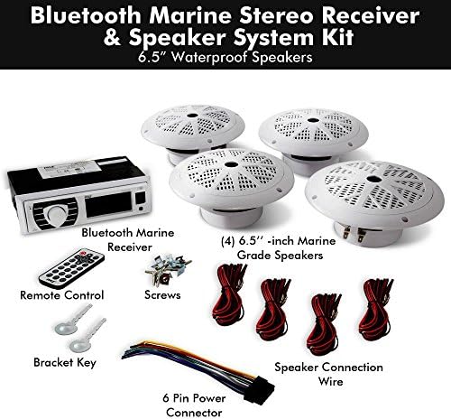 Deniz Radyo Alıcısı Hoparlör Seti 12v Tek Din Tarzı Bluetooth Uyumlu Su Geçirmez Dijital Tekne Dash Konsol Sisteminde (Beyaz)