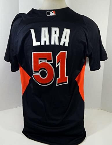 2012-13 Miami Marlins Erick Lara 51 Oyun Kullanılmış Siyah Forma ST BP 44 DP18421 - Oyun Kullanılmış MLB Formaları
