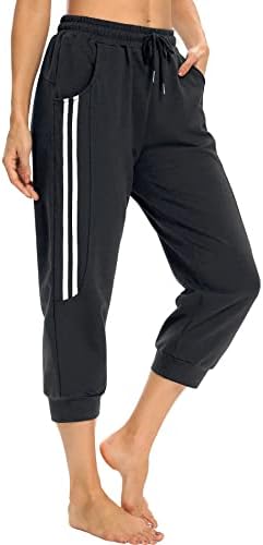 KaiDi kadın Capri Sweatpants Rahat Kapri cepli pantolon Capri Joggers Capri Yoga Pantolon İpli Egzersiz Sweatpants