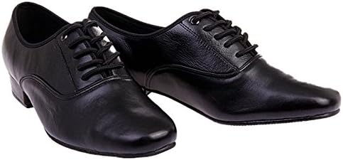 BeiBestCoat erkek Klasik Bağcıklı Deri Dans Ayakkabıları Modern Dans Ayakkabıları, Siyah