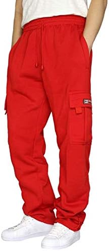 Erkek Ağır Kargo Polar Sweatpants Streç Elastik Bel Jogger spor pantolonları İpli Spor Pantolon