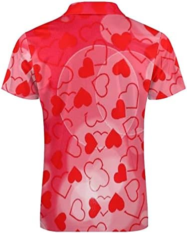T Gömlek Elbise Erkekler Erkek Sevgililer Günü 3D Dijital Baskı Yaka Fermuar Kısa Kollu Gömlek Üst Trompet Kollu Gömlek
