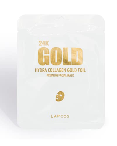 LAPCOS 24 K Altın Hydra Kollajen Prim Yüz Maskesi (1 Paket) Anti Kırışıklık Tedavisi için İnce Çizgiler ve Şişlik - Kore