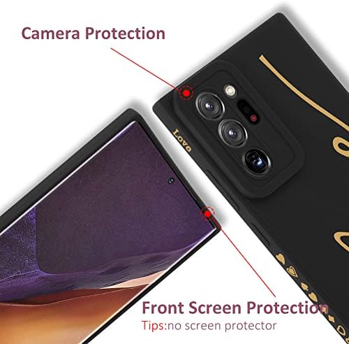 Samsung Galaxy Note 20 Ultra Kılıf için MOWİME, Geri Düşme Önleyici Lensli Sevimli Kaplama Aşk Mektubu Kameralar Kapak Koruması