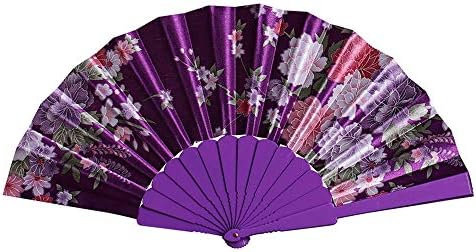 ıCODOD Vintage Çin Tarzı Kat Fan Düğün Parti Düz Kumaş Dantel Fan İpek Katlanır El Fan Zanaat Çiçek Performans Dekoratif