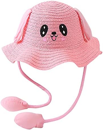 Hasır Şapkalar Çocuklar için Tavşan Kulaklar Yaz Hasır Kapaklar Hareketli Kulak Fit ve Flare Çekme plaj şapkaları Çocuklar