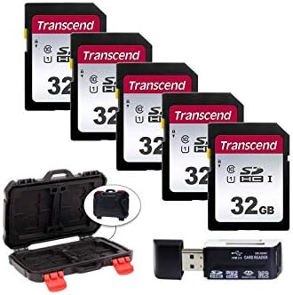 5 Transcend TS32GSDC300S 32 GB UHS-I U1 SD Hafıza Kartları + Hafıza Kartı muhafazası + Kart Okuyucu Flash Bellek
