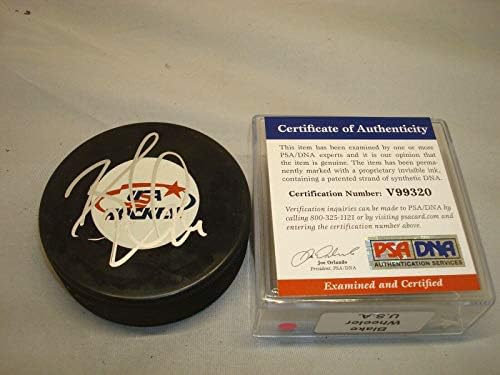 Blake Wheeler İmzalı Takım ABD Hokey Diski İmzalı PSA / DNA COA 1B İmzalı NHL Diskleri
