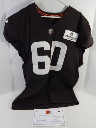 2021 Cleveland Browns David Moore Jr 60 Oyun Kullanılmış Kahverengi Antrenman Forması 50 9-İmzasız NFL Oyun Kullanılmış