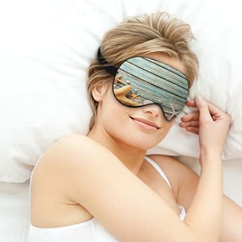 Deniz Kabuğu Denizyıldızı Ahşap Uyku Körü Körüne Maskesi Sevimli göz bandı Kapağı Ayarlanabilir Kayış ile Kadın Erkek Gece