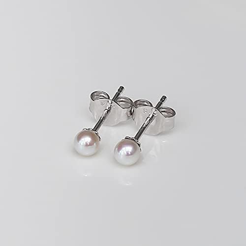 LUCKMORA Küçük inci küpeler Kadınlar için 925 Ayar Gümüş Hakiki 3mm Küçük İnci saplama Küpe Mini Tatlısu Kültürlü Beyaz Gerçek