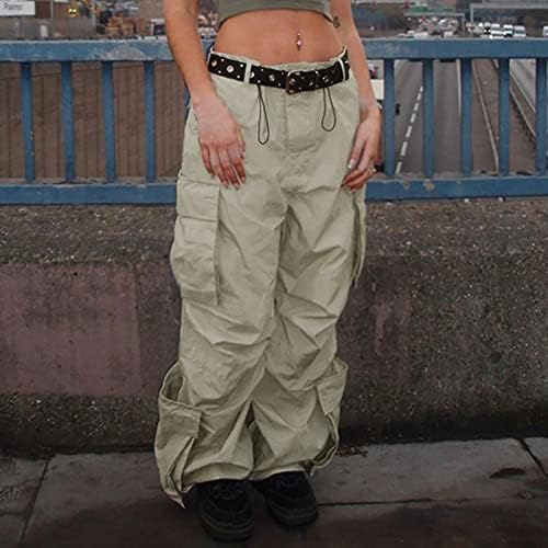 KEUSN kadın Kargo Pantolon Artı Boyutu Y2K Alçak Paraşüt Pantolon Kadın Çoklu Cepler Gevşek Baggy Pantolon Streetwear