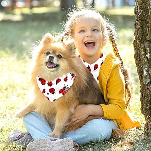 LEVEİS 2 Paket Köpek Bandana Uğur Böceği Eklemek Dikişsiz Desen Kız Erkek Pet Önlükler Eşarp Fular Yıkanabilir Bandanalar