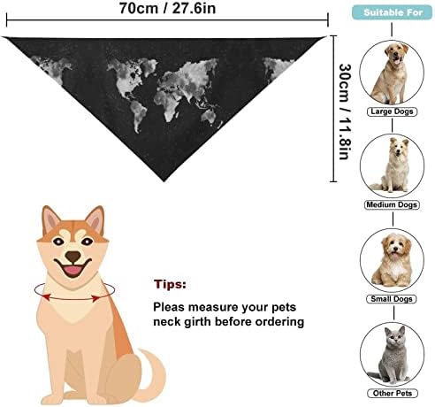 Siyah ve Beyaz Retro Dünya Haritası Köpek Bandanalar Pet Cadılar Bayramı Kostümleri Köpekler Kediler için Pet Üçgen Pet Bandanalar