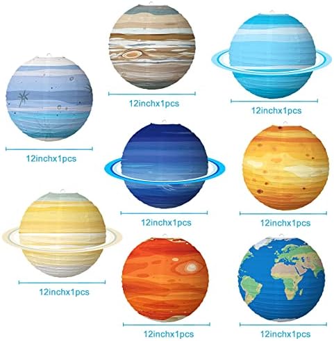 Güneş Sistemi Gezegen Kağıt Fenerler Çocuk Odası Dekorasyonu için 8 adet, Uzay Partisi