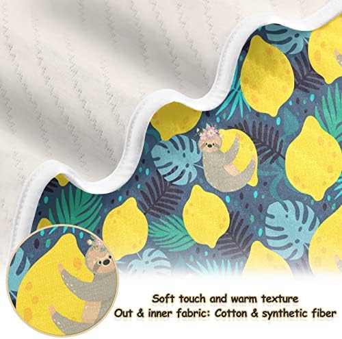 Kundak Battaniyesi Tembel Hayvanlar Sarı Limonlar Bebekler için Pamuklu Battaniye, Battaniye Alma, Beşik için Hafif Yumuşak