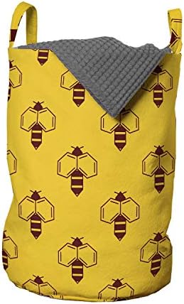 Ambesonne Kraliçe Arı Çamaşır Torbası, Kanatlı Geometrik Bal Aşığı Doğa Temalı Bombus Arısı Tasarımı, Çamaşırhaneler için