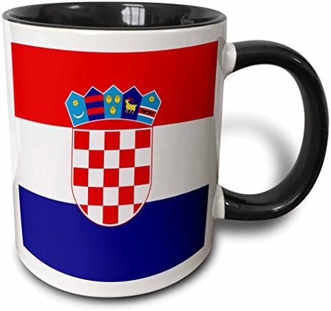 3dRose Hırvatistan Bayrağı Kupa, 11 oz, Siyah