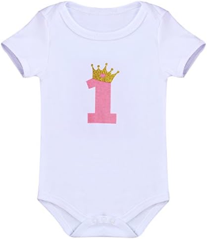 Bebek Kız İlk Doğum Günü Giysileri 1st Taç Romper + Fırfır Tül Etek + Yay Bandı 3 ADET Parti Elbise Seti Smash Kek Kıyafet
