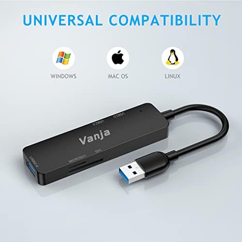 Vanja 5 in 1 SD kart okuyucu USB Hub 3.0, USB 3.0 Veri USB Hub Adaptörü Splitter ile USB 3.0 Bağlantı Noktası USB 2.0 Bağlantı